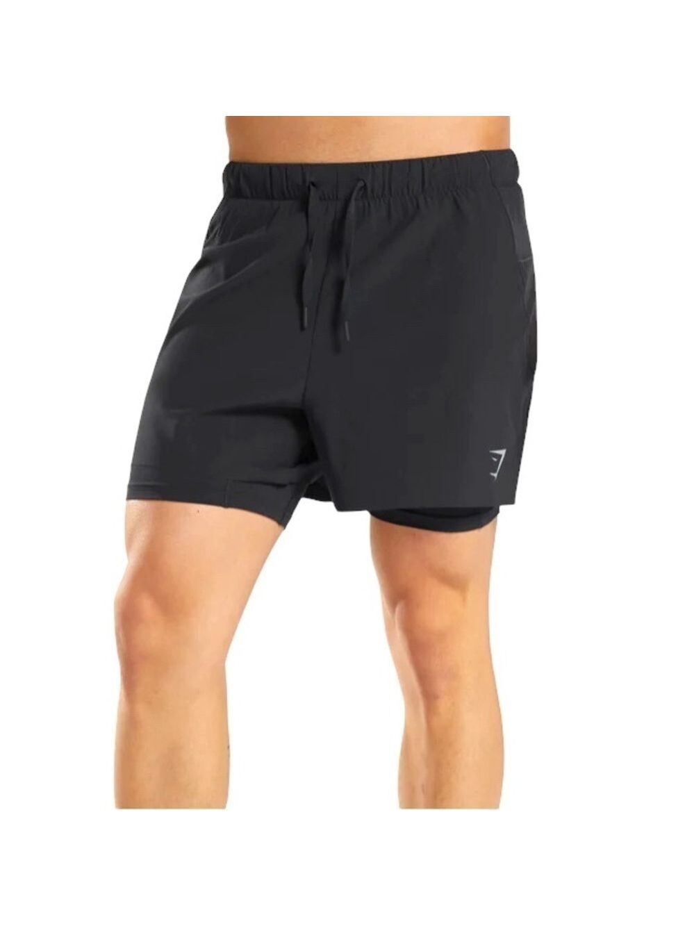 Gymshark Speed Run Black 5" Sport 2 In 1 Shorts Built-in Pocket Back Zip Sz XXL